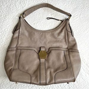 Vintage Mark across Hobo Leather Large Bag Gray Taupe